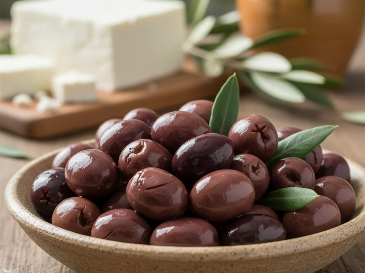 Aromatische Kalamata-Oliven aus Griechenland, eingelegt in Olivenöl